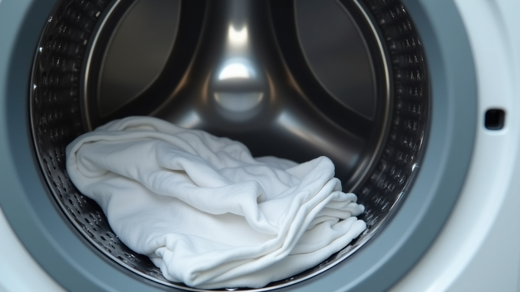 A small, loosely loaded pile of clothes inside an open front-loading washing machine